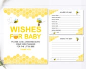 Wishes for Baby Card and Sign Bumble Bee Baby Shower Game Printable Baby Wishing Well Cards NOT Editable C61 Il_170x135