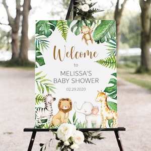 CUSTOM Jungle Welcome Sign Safari Welcome Sign Baby Shower Sign Jungle Safari Zoo Animal Wild One Baby Shower Decor Printable Sign 0127
