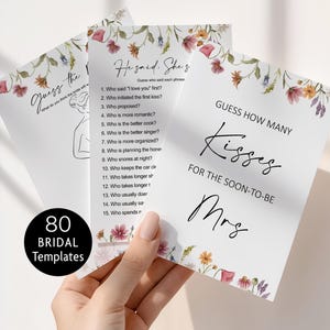 Editable Bridal Shower Games Bundle –  Wildflower Spring Wedding Shower Printable Corjl Template 0123