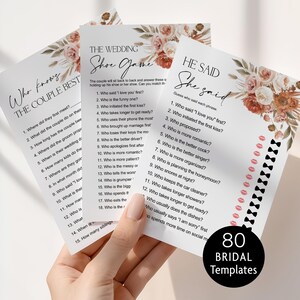 Editable Fall Bridal Shower Games Bundle Boho Bridal Shower Floral Bridal Games Pack Printable Corjl 0131 image 1