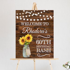 CUSTOM Floral Geburtstag Willkommensschild Druckbar Jedes Alter Damen Geburtstagsparty Western Geburtstag Rustikal Willkommen Poster Digitale Datei