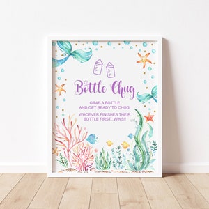Mermaid Baby Shower Bottle Chug Game Under The Sea Baby Shower Sea Creatures Little Mermaid Baby Shower Game Printable NOT Editable C71