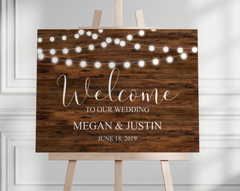 CUSTOM Wedding Welcome Sign Wood Wedding Entrance Sign Rustic Wedding Country Western Wedding Sign Engagement Party Sign Printable File A74