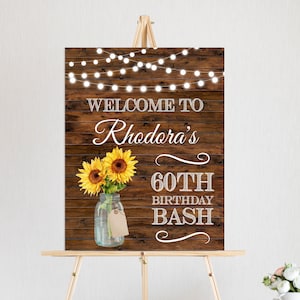 CUSTOM Floral Birthday Welcome Sign Printable Any Age Ladies Birthday Party Western Birthday Country Rustic Welcome Poster Digital File