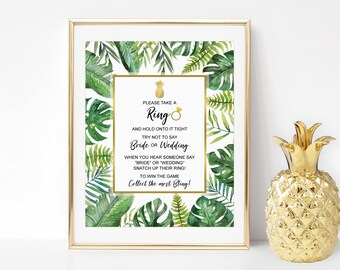 Don't Say Bride Ring Game Tropical Bridal Shower Game Dont Say Bride or Wedding Hawaiian Luau Bridal Shower Game NOT Editable B82