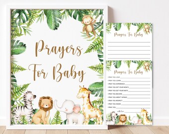 Prayers For Baby Cards Jungle Baby Shower Safari Baby Shower Activity Jungle Animals Baby Advice Cards Printable 0127