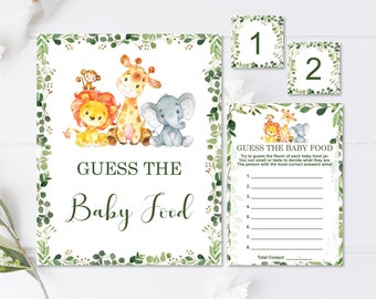 Guess The Baby Food Game Jungle Baby Shower Safari Baby Shower Game Food Tasting Game Printable NOT Editable C76