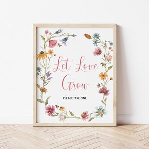 Laissez l'amour grandir signe douche nuptiale fleurs sauvages graines de mariage signe imprimable, pas modifiable 0123