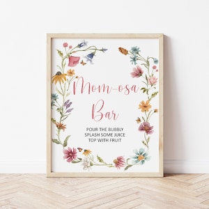 Wildflower Baby Shower Momosa Bar Sign Baby In Bloom Garden Baby Shower Floral Baby Shower Sign Mimosa Bar Sign Printable NOT Editable 0123