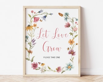 Let Love Grow Sign Wildflower Bridal Shower Seed Wedding Favors Sign Printable  0123