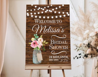 CUSTOM Bridal Shower Welcome Sign Printable Floral Welcome Sign Rustic Country Western Bridal Party Decor Digital File A74