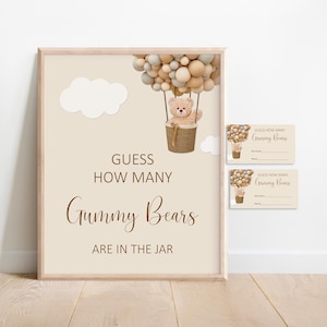 Teddy Bear Guess How Many Gummy Bears Game, We Can Bearly Wait Baby Shower Game Printable C14