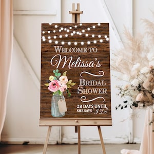 CUSTOM Brautdusche Willkommensschild Printable Blumen Willkommensschild Rustikale Land Western Brautparty Dekor Digitale Datei A74