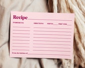 Recipe Cards Printable Pink and Red Bridal Shower Retro Bridal Shower 4x6 Single Sided Recipe Card Digital Bold Fuchsia NOT Editable B1 Il_170x135