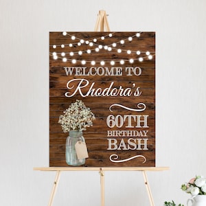 CUSTOM Floral Geburtstag Willkommensschild Druckbar Jedes Alter Damen Geburtstagsparty Western Geburtstag Rustikal Willkommen Poster Digitale Datei
