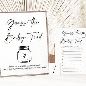 Editable Guess the Baby Food Game Minimalist Modern Baby Shower Game ...