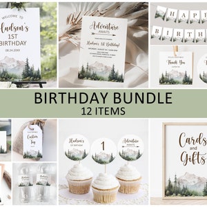 Bearbeitbares Abenteuer Geburtstag Bundle Camping Geburtstag Einladung Willkommensschild Tag Vorlage Printable Corjl 0124
