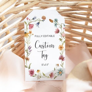 Editable Wildflower Thank You Tag Favor Tag Floral Bridal Shower Baby In Bloom Baby Shower Birthday Favor Tag Template Printable Corjl 0123