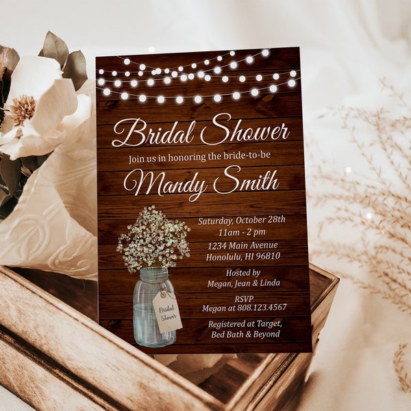 Rustic Bridal Shower Invitation - Etsy