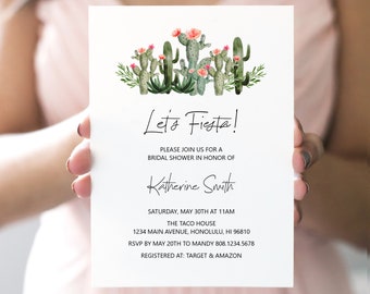 Fiesta Bridal Shower Invite Succulent Cactus Bridal Shower Invitation Couples Shower Wedding Shower Invite Printable B94