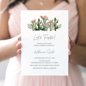 Fiesta Bridal Shower Invite Succulent Cactus Bridal Shower Invitation Couples Shower Wedding Shower Invite Printable B94