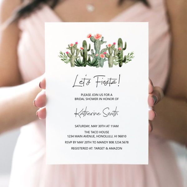 Fiesta Bridal Shower Invite Succulent Cactus Bridal Shower Invitation Couples Shower Wedding Shower Invite Printable B94