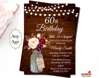 60th birthday invitations etsy