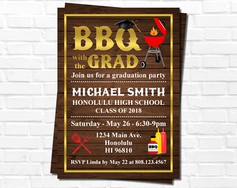 graduation bbq invitation etsy