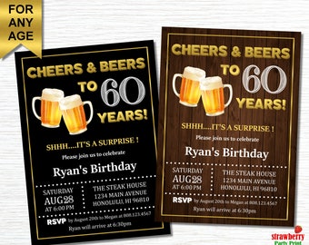 60th birthday invitations etsy