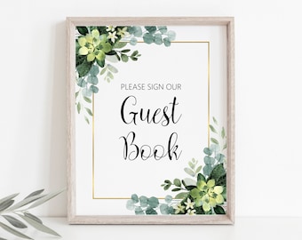 Cactus Botanical GuestBook GB141 Keepsake Gift for Wedding Couple Succulents Wreath Wedding Guest Book SALE 50/% Off Canvas Guest Book