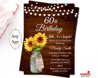 sunflower birthday invitation etsy