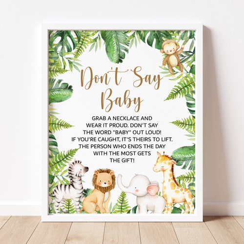 Don't Say Baby Game Necklace Game Jungle Baby Shower Etsy