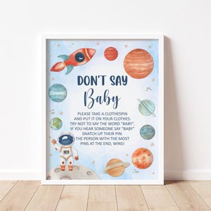 Weltraum Babyparty Don&#39;t Say Baby Spiel Zeichen Galaxy Baby Shower Weltraum Planeten Astronaut Baby Shower Spiel Druckbar NICHT Bearbeitbar C13
