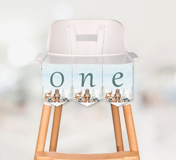 Woodland High Chair Banner Winter Woodland First Birthday Winter ONEderland Forest Birthday Party Decor ONE Banner Printable NOT Editable A1 Il_570xn