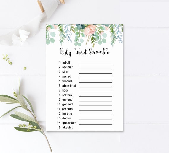 Boho Baby Word Scramble Game Boho Chic Baby Shower Scramble Game Eucalyptus Pink Floral Instant Download C73 Il_570xn