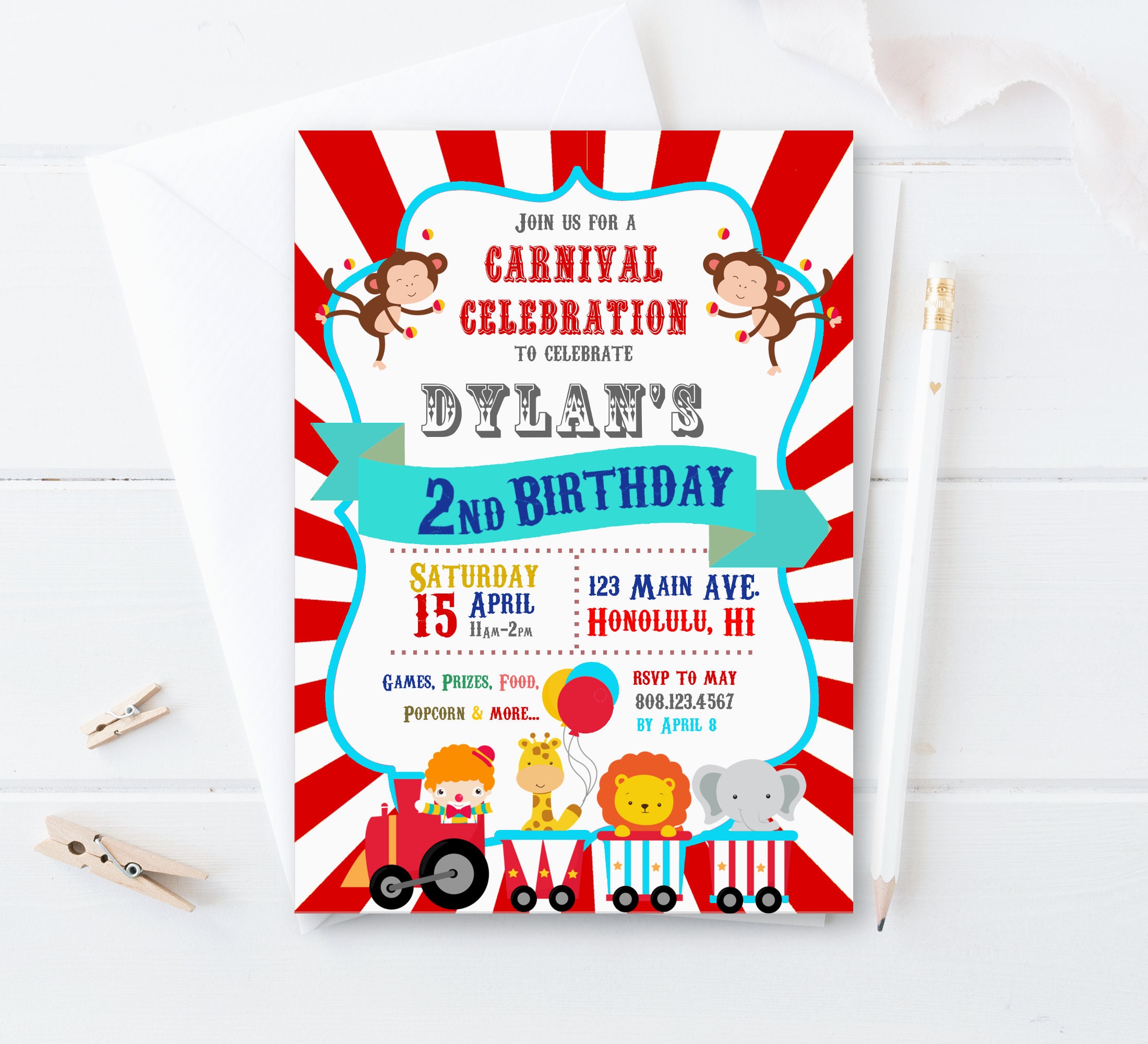 circus birthday invitations