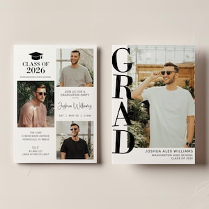 Editable Graduation Announcement Class of 2026 Bold Modern Graduation Photo Card Grad Invitation Template Corjl 0143 image 1