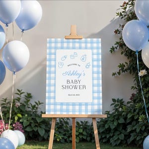 Editable Boy Baby Shower Games, Blue Gingham Baby Game Bundle Printable, Digital Download, Corjl 0159 image 18