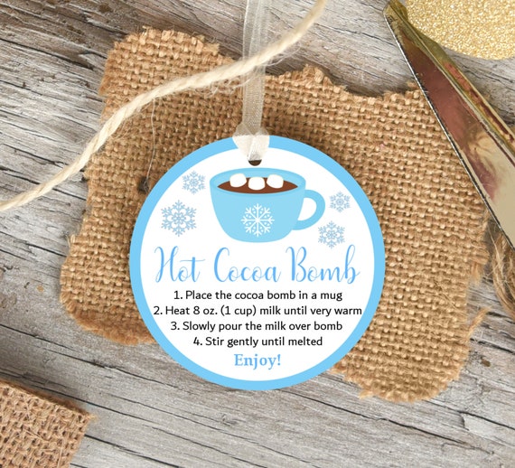Hot Cocoa Bomb Tags Instructions Labels Favor Tags Boy Birthday
