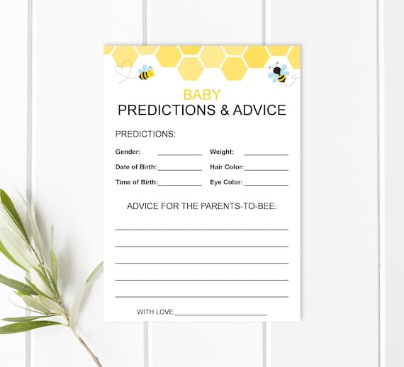 Baby Predictions and Advice Cards Bee Baby Shower Bumble Bee - Etsy