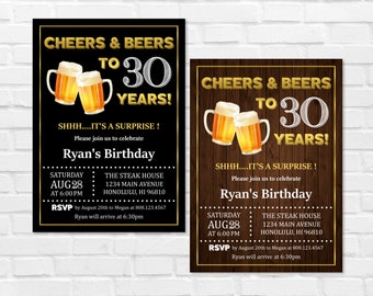 CUSTOM Cheers and Beers Surprise Birthday Party Invitation Cheers and Beers to 30 Years Adult Birthday Invite Printable A21