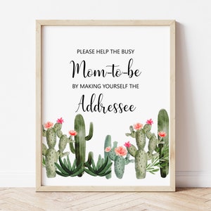Cactus Baby Shower Help The Mom-To-Be Addressee Sign Printable C92