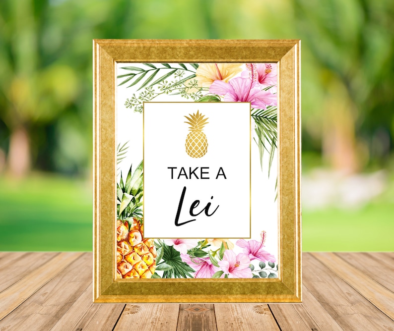 Take A Lei Sign Hawaiian Luau Party Decorations Birthday image 0