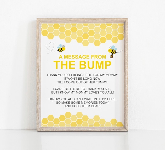 Message From The Bump Sign Bumble Bee Baby Shower Sign Mommy to Bee Baby Shower Sweet As Bee Printable NOT Editable C61 Il_570xn