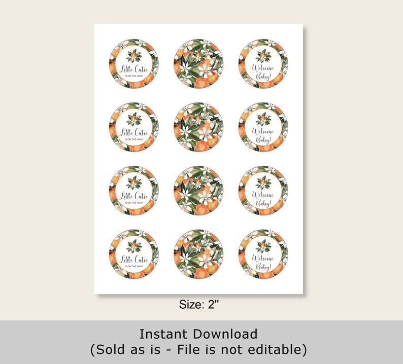 Little Cutie Baby Shower Cupcake Toppers Orange Citrus Baby Etsy