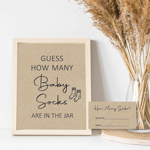 Guess How Many Baby Socks Baby Shower Game Printable Rustic Boho Kraft ...