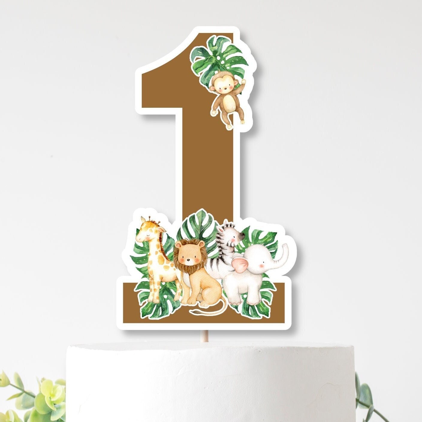 PRINTABLE Jungle Number 1 Cake Topper Jungle First Birthday - Etsy