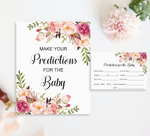 Baby Predictions Card Pink Floral Boho Baby Shower Game Printable baby-predictions-card-pink-floral-boho-baby-shower-game-printable