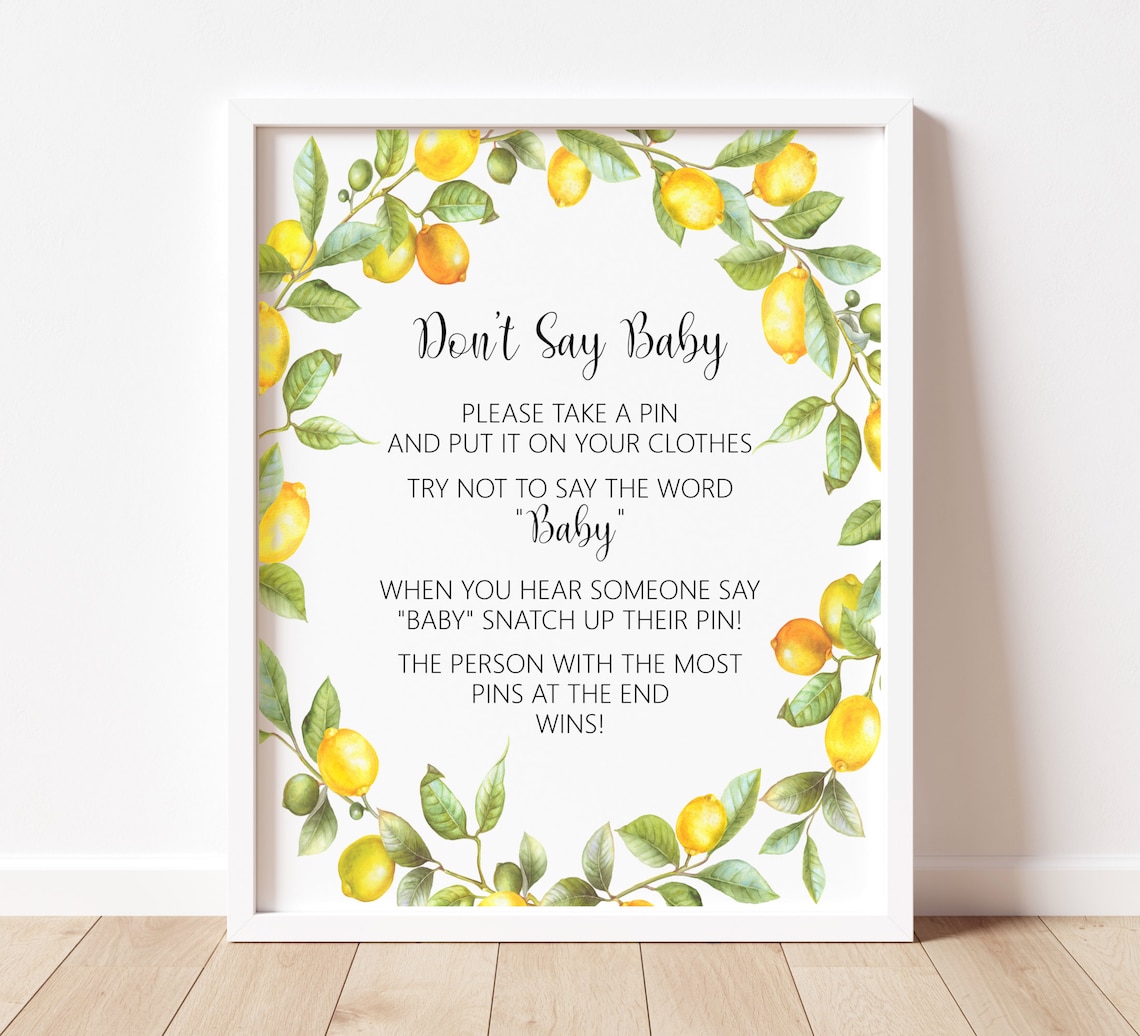 Don't Say Baby Clothespins Game Lemon Baby Shower Game Etsy