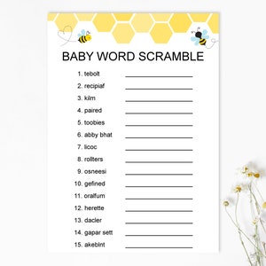 Bumble Bee Baby Shower Games Printable Game Bundle Mommy to Bee Gender ...